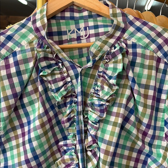 Plaid Ruffle Blouse - Multicolor - Picture 2 of 4